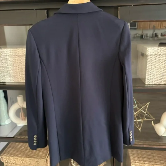 Something Navy Danielle Blazer Jacket Double Breasted Suit Coat Ponte Blue M - Picture 5 of 15